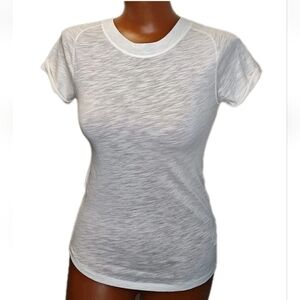 Free People Burnout Hazy Tee Fitted Sz XS White Ivory Rolled Sleeve T-shirt Nwt